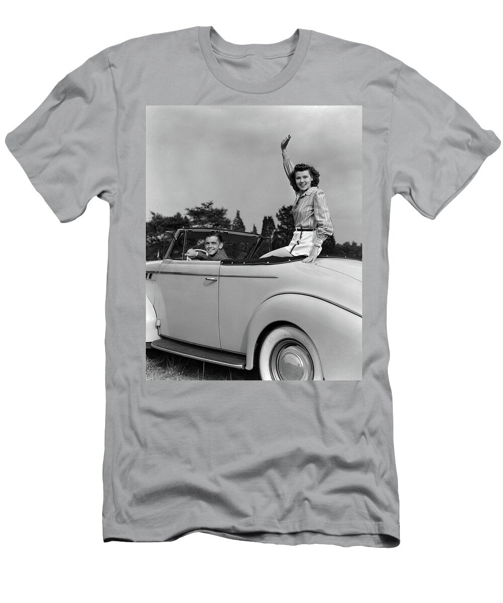 1930s 1940s Couple in Convertible Car Vintage Images T-Shirt