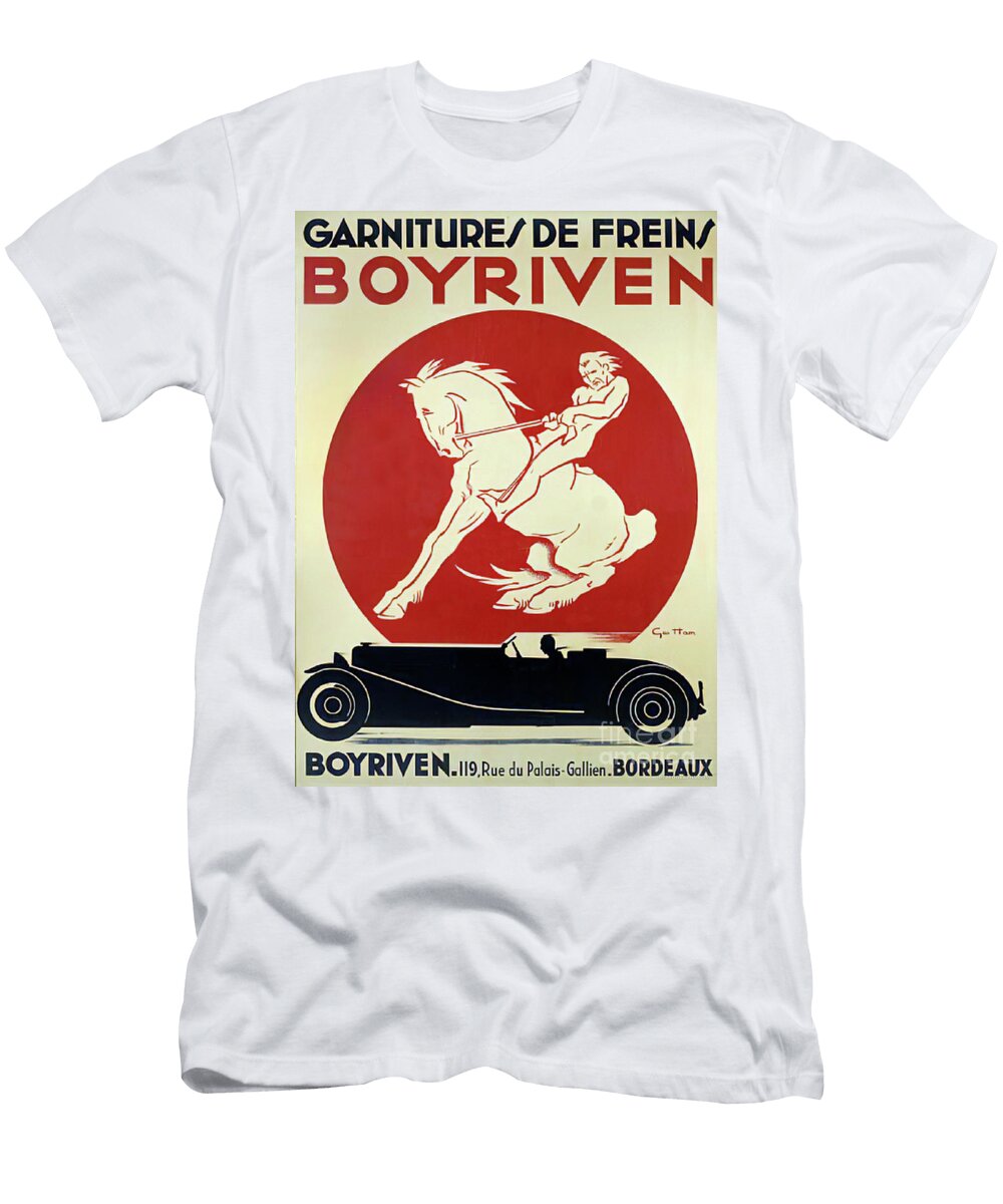 1930s Boyriven Garniture De Freins Advertisement with Roadster and Horse Retrographs T-Shirt