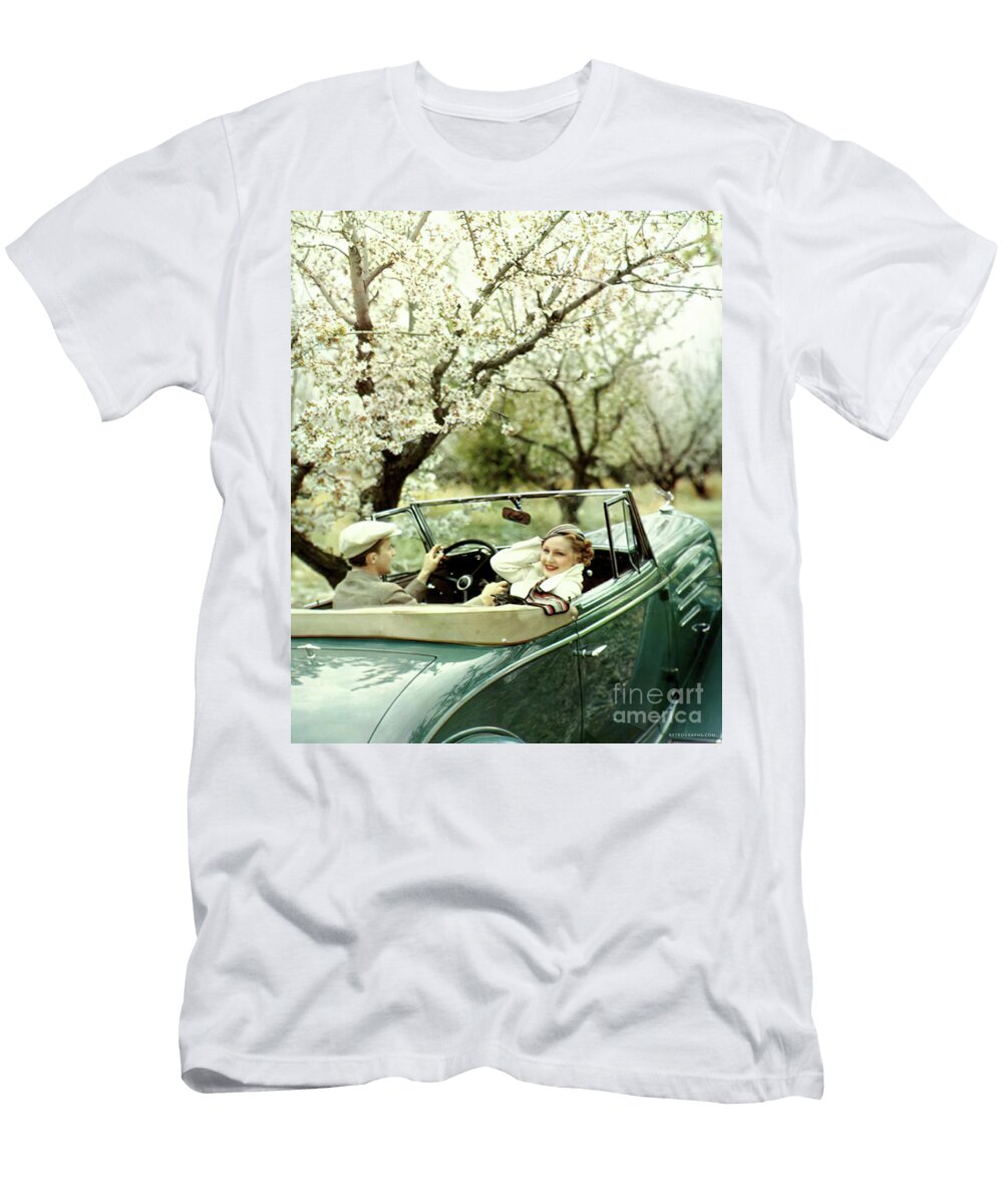 1930s Fashion Couple in Open Roadster on Country Road Retrographs T-Shirt