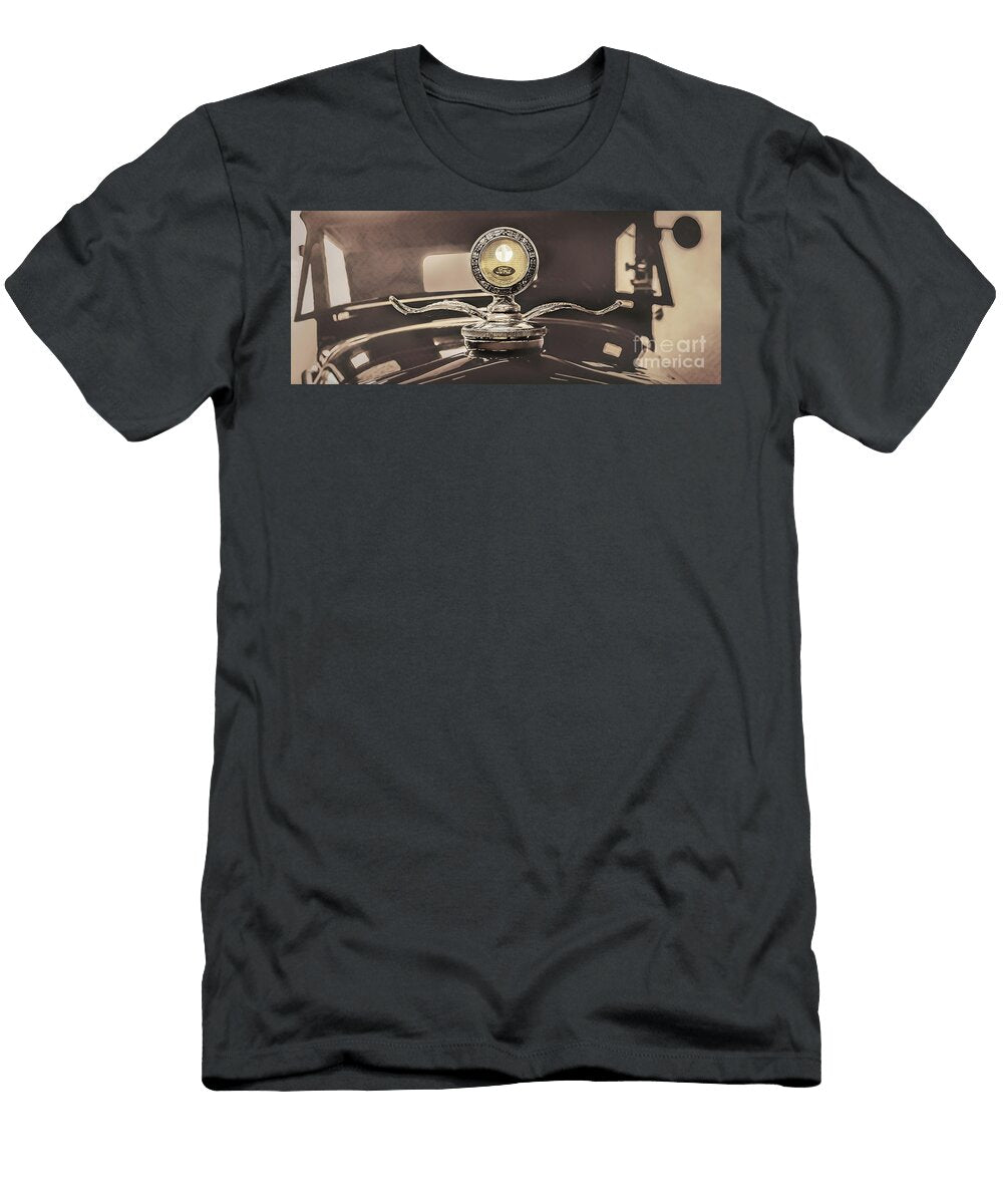 1931 Ford Model a Hood Emblem Brown Liesl Walsh T-Shirt