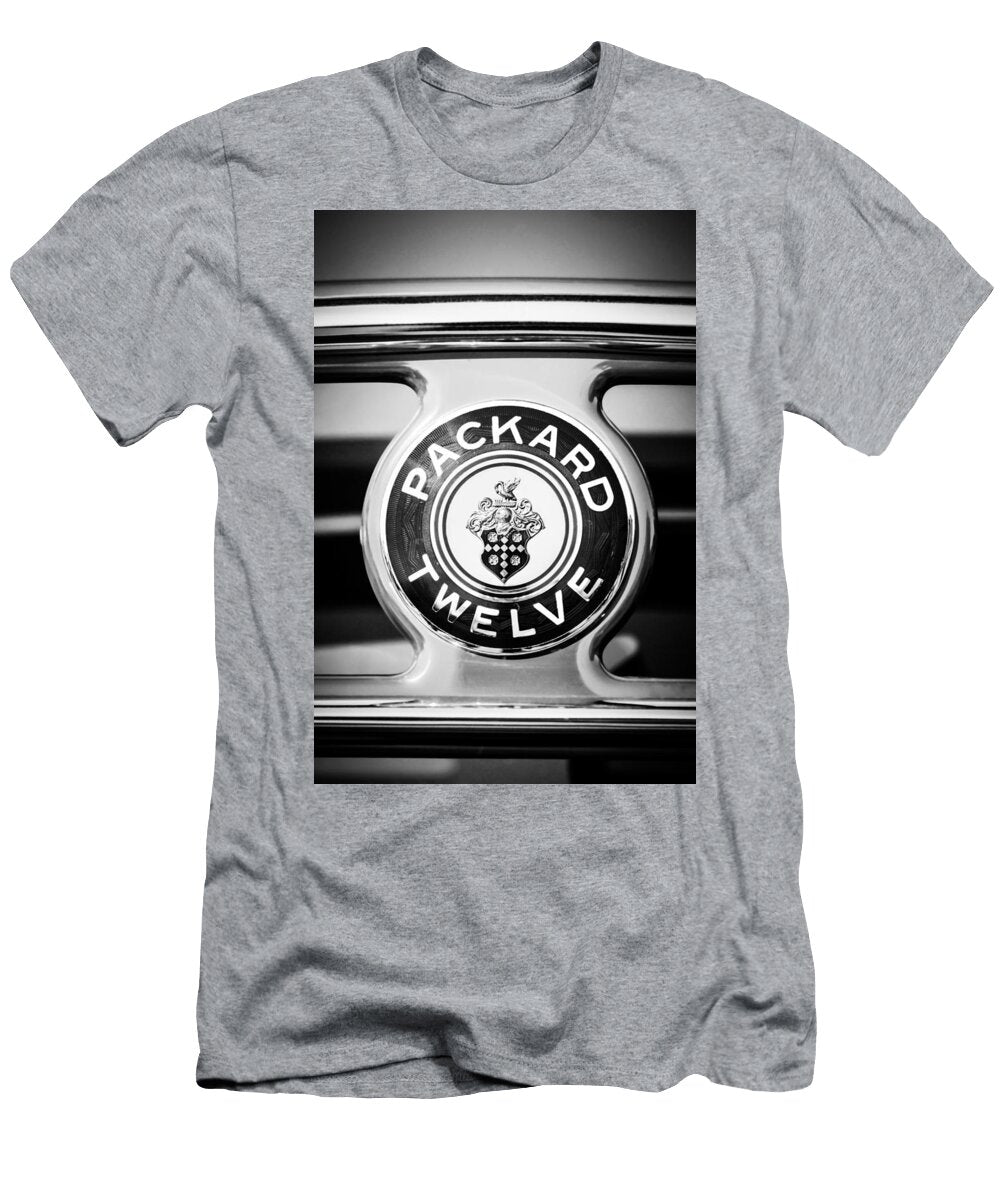 1937 Packard 12 Coupe Roadster Emblem 0082bw Jill Reger T-Shirt
