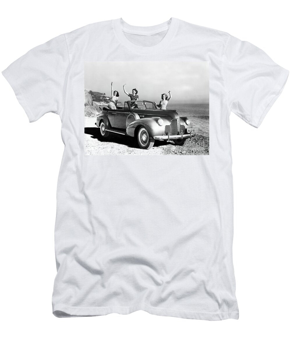 1939 Buick Convertible Sedan with Beach Ladies Retrographs T-Shirt