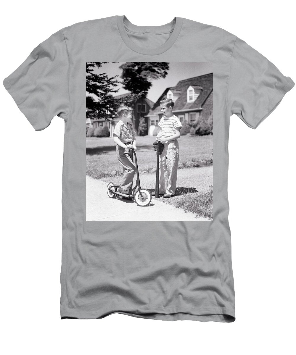 1940s Two Boys on Suburban Sidewalk Vintage Images T-Shirt