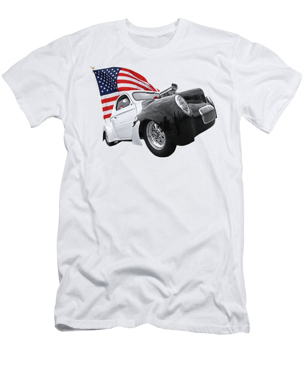 1941 Willys Coupe with US Flag Gill Billington T-Shirt