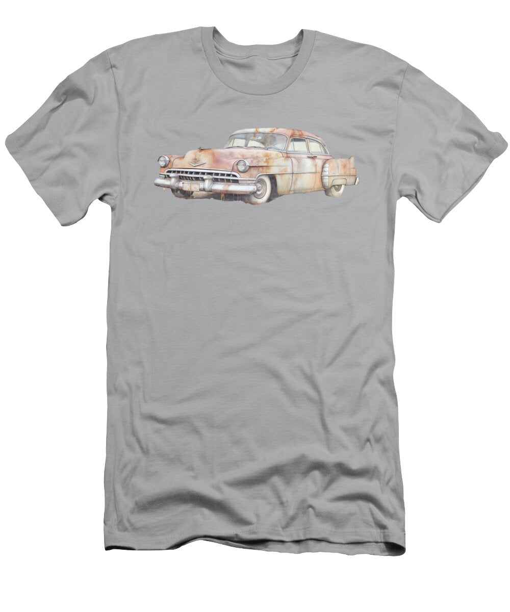 1950 Cadillac in Pink and White Watercolor Peter Lopez T-Shirt