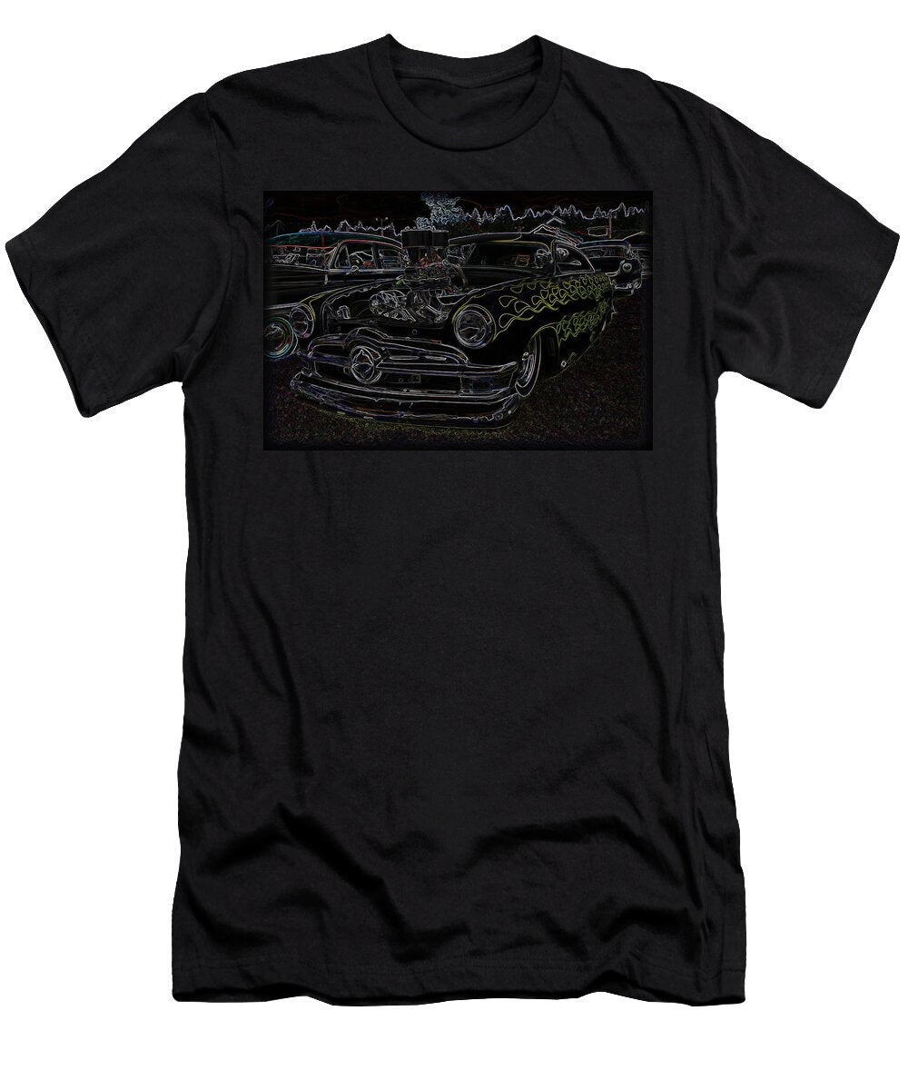 1950 Ford Coupe Neon Glow Steve Mckinzie T-Shirt