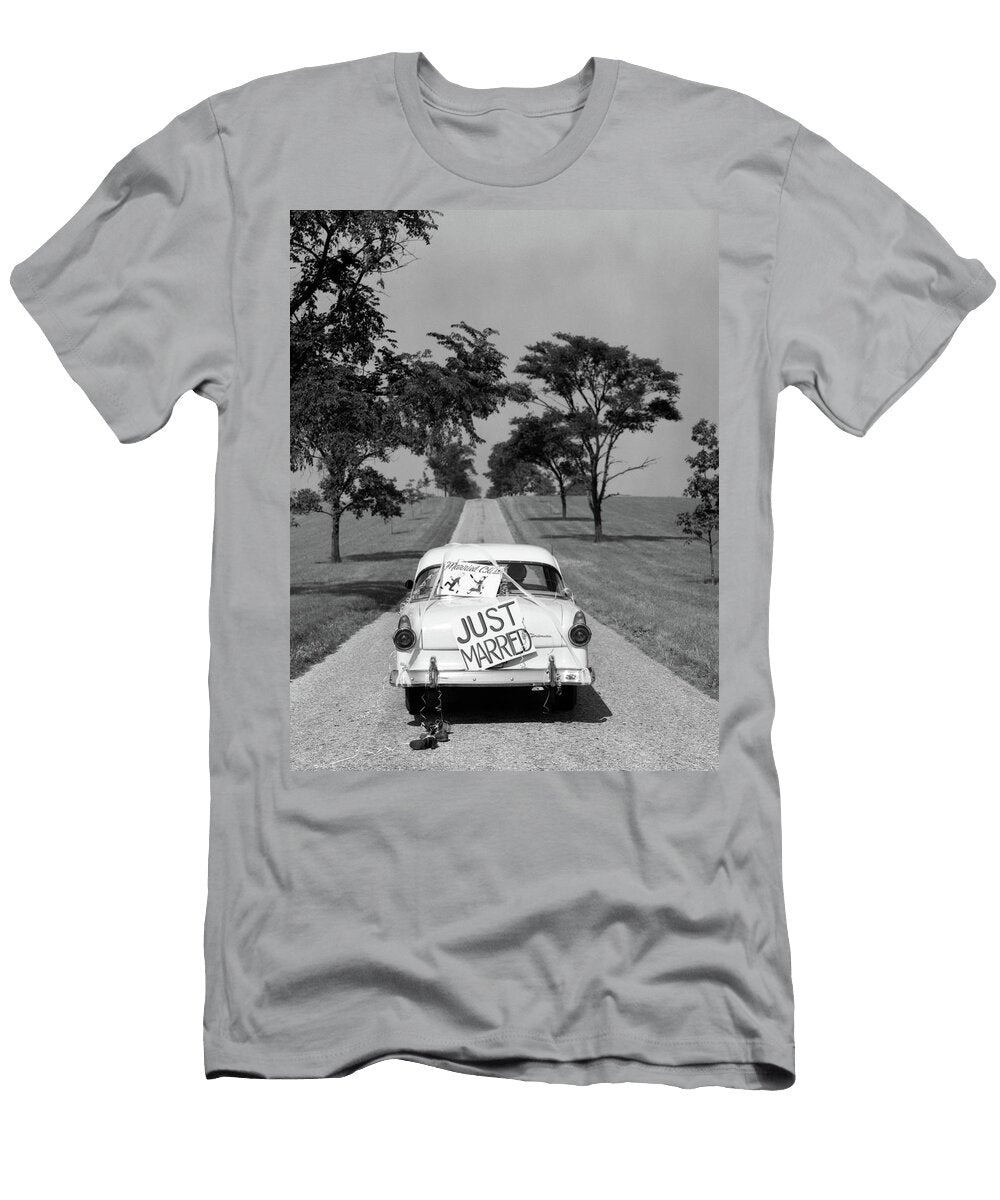 1950s Back of White Ford Sedan Driving Vintage Images T-Shirt