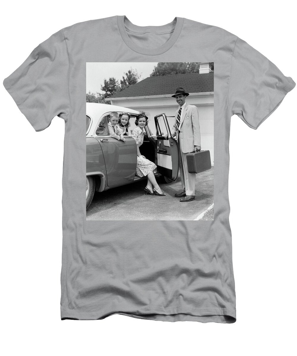 1950s Man Father Holding Suitcase Vintage Images T-Shirt
