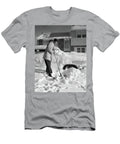1950s Man with Snow Shovel Digging Vintage Images T-Shirt
