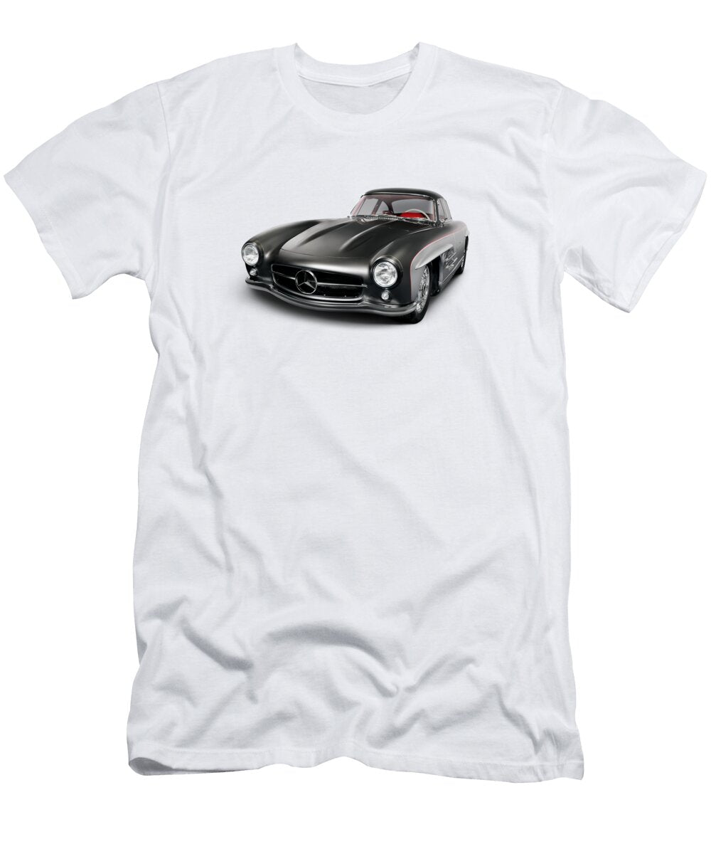 1955 Mercedes Benz 300sl Gullwing Coupe Grey Luxury Retro Car Isolated on White Art Photo Print Oleksiy Maksymenko T-Shirt