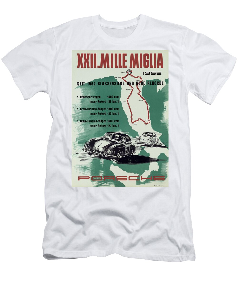 1955 Mille Miglia Porsche Poster Nomad Art and Design T-Shirt