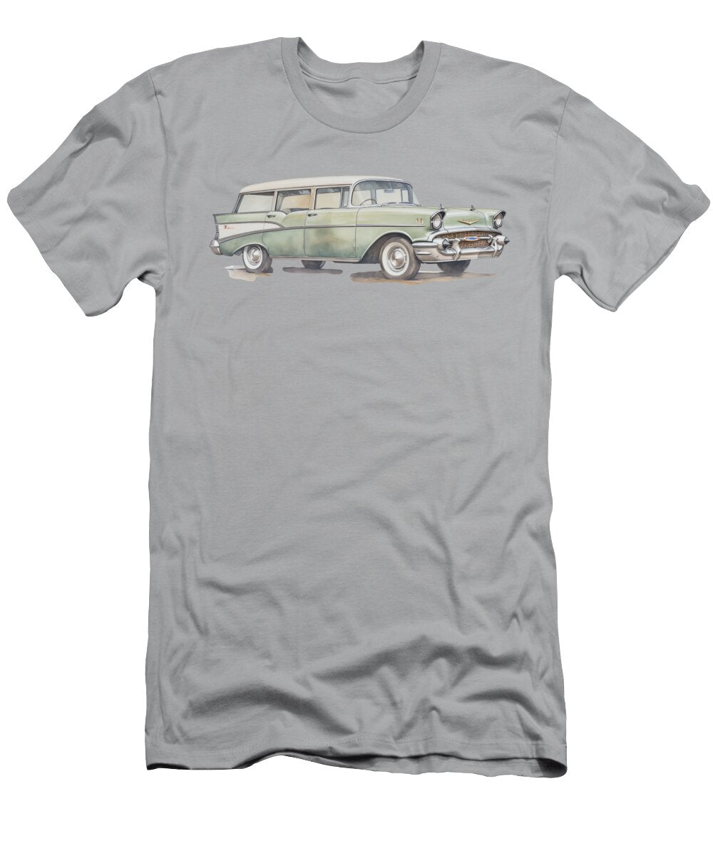 1957 Bel Air Station Wagon Watercolor Peter Lopez T-Shirt