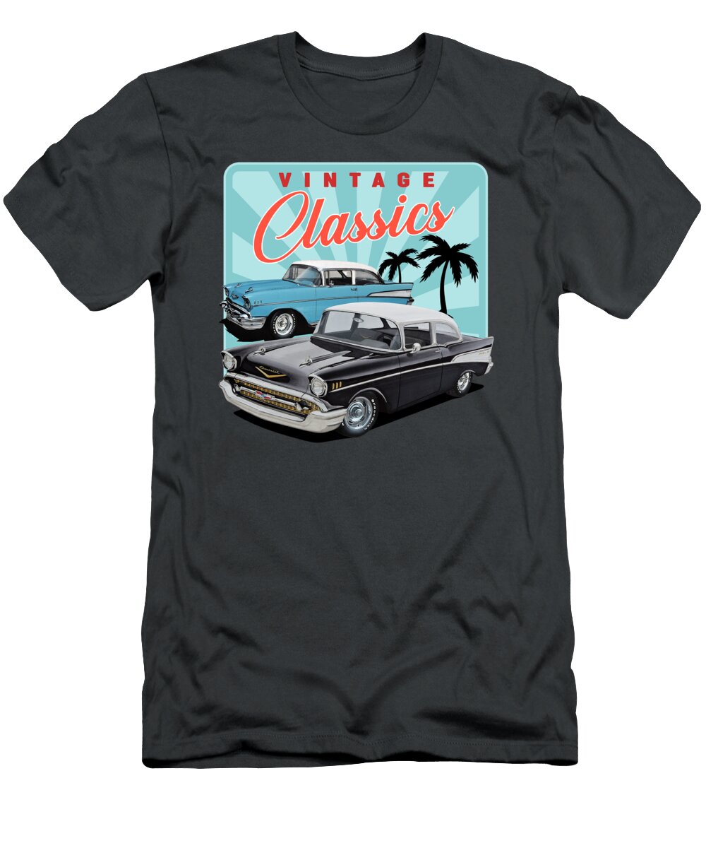 1957 Classic Car Pair Paul Kuras T-Shirt