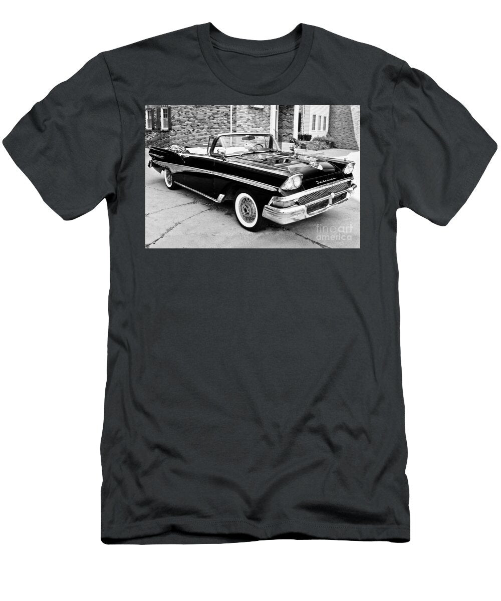 1958 Ford Fairlane 500 Convertible Classic American Automobile Black and White Dmr Filho T-Shirt