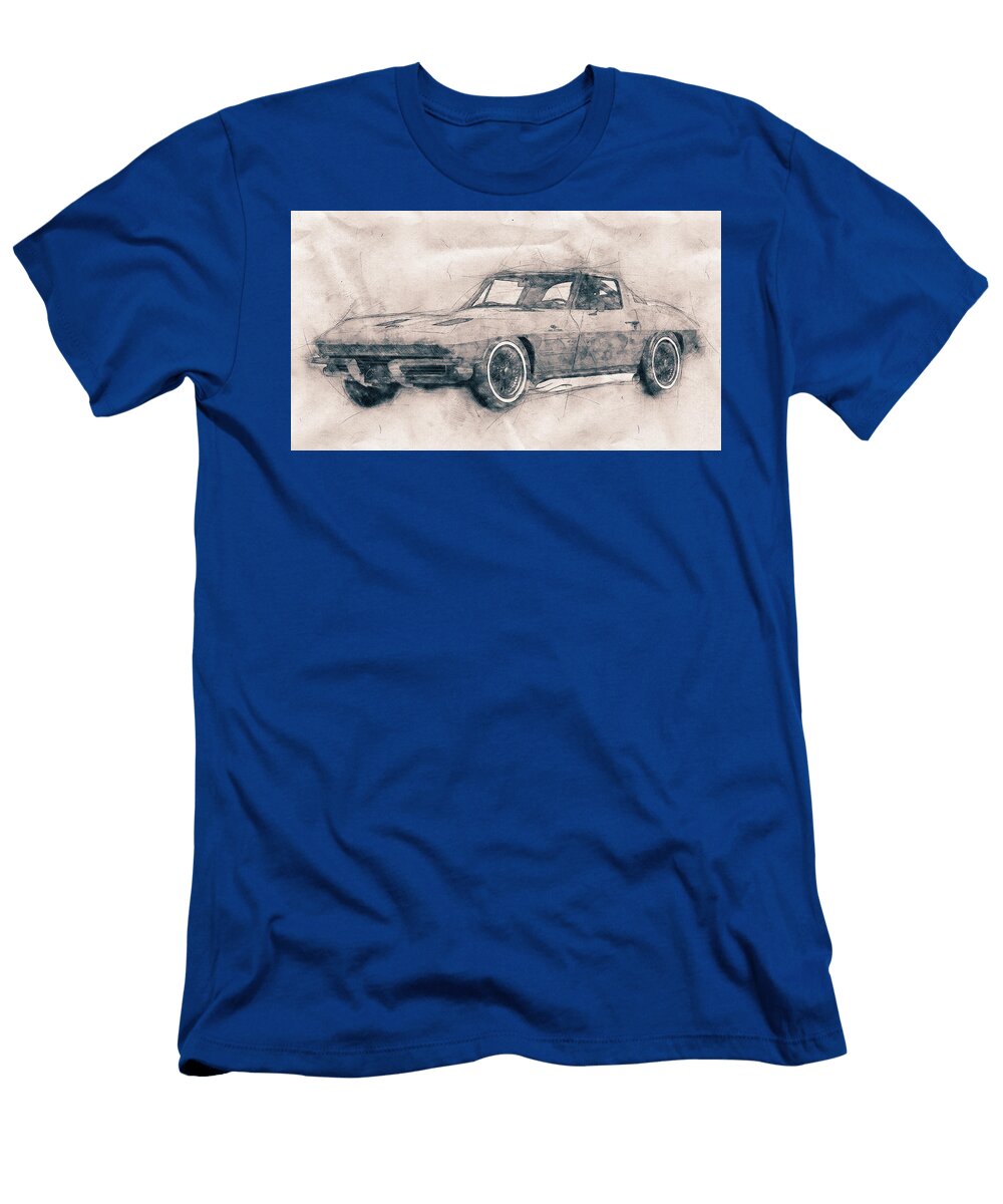 1963 Chevrolet Corvette Sting Ray 1963 Automotive Art Car Posters Studio Grafiikka T-Shirt
