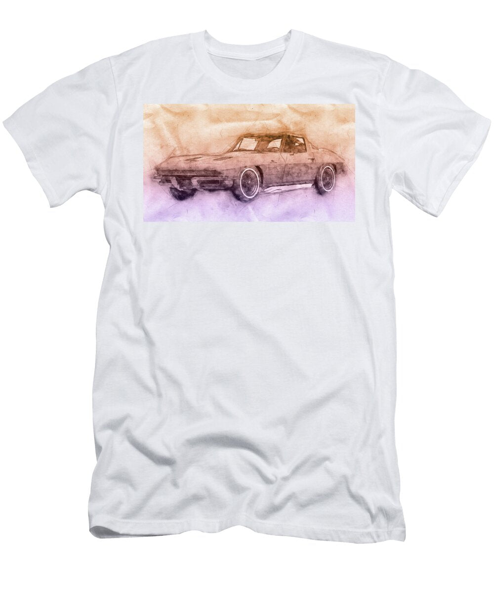 1963 Chevrolet Corvette Sting Ray 2 1963 Automotive Art Car Posters Studio Grafiikka T-Shirt