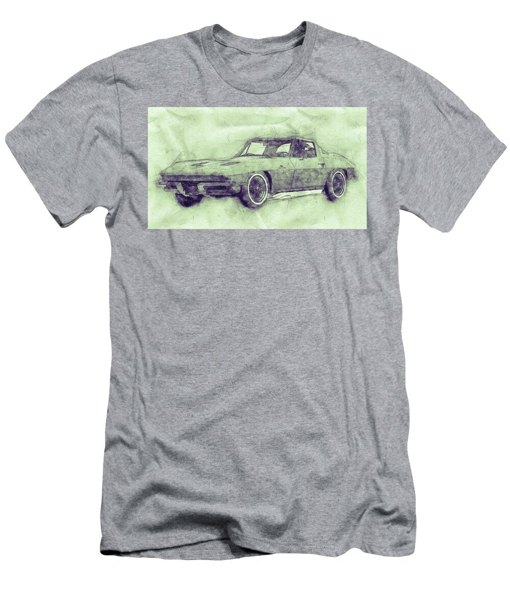 1963 Chevrolet Corvette Sting Ray 3 1963 Automotive Art Car Posters Studio Grafiikka T-Shirt