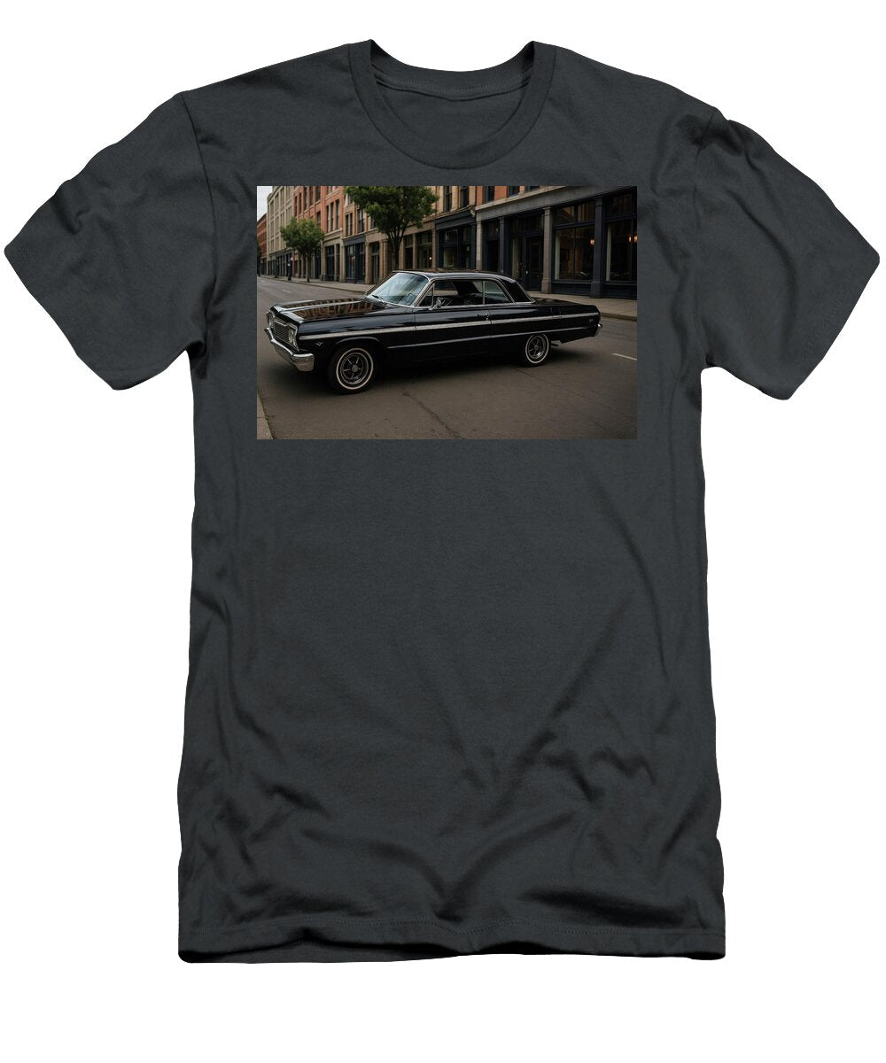 1964 Chevrolet Impala Black Classic Car Urban Street Scene Cathy Anderson T-Shirt