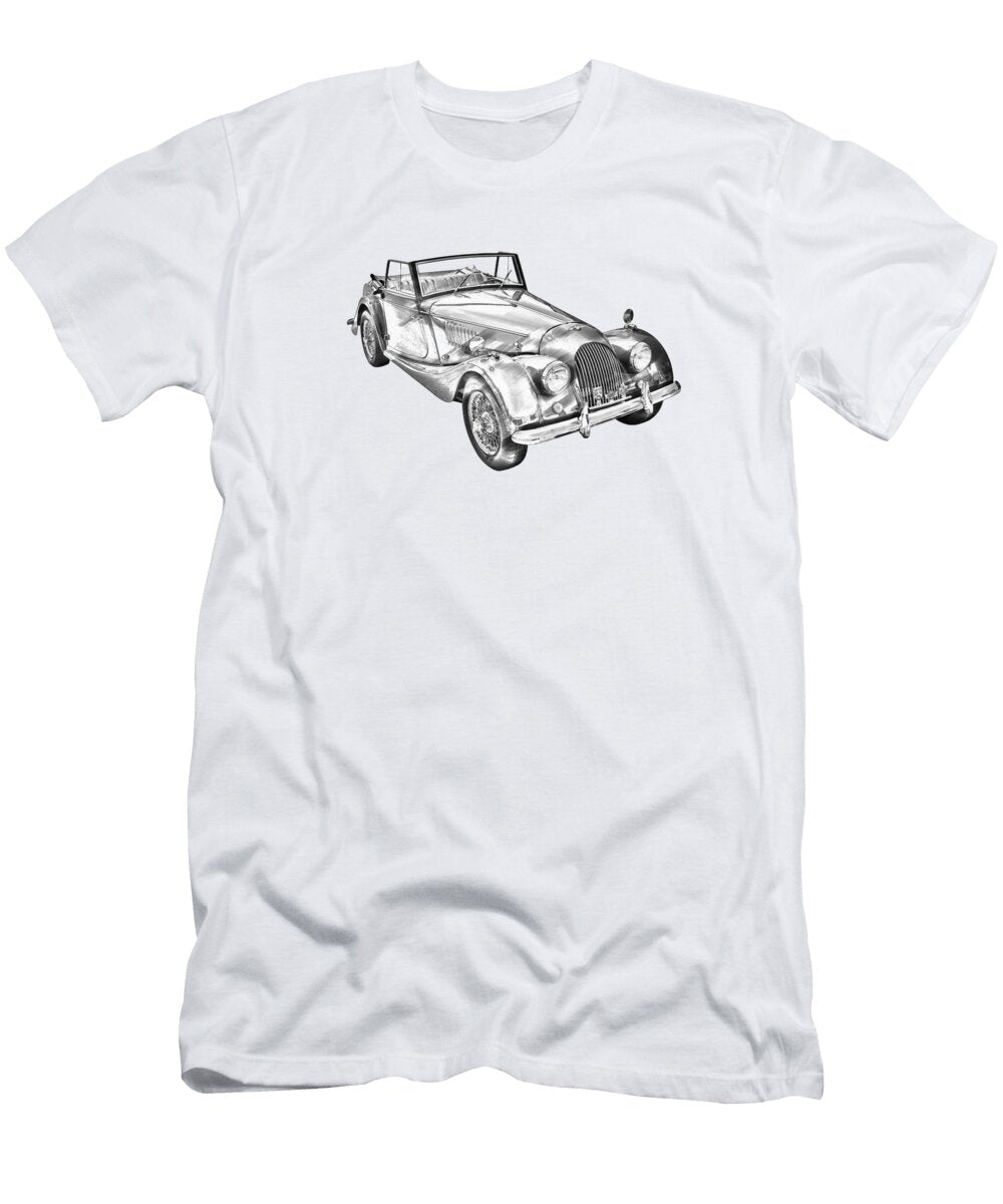1964 Morgan Plus 4 Convertible Sports Car Illustration Keith Webber Jr T-Shirt