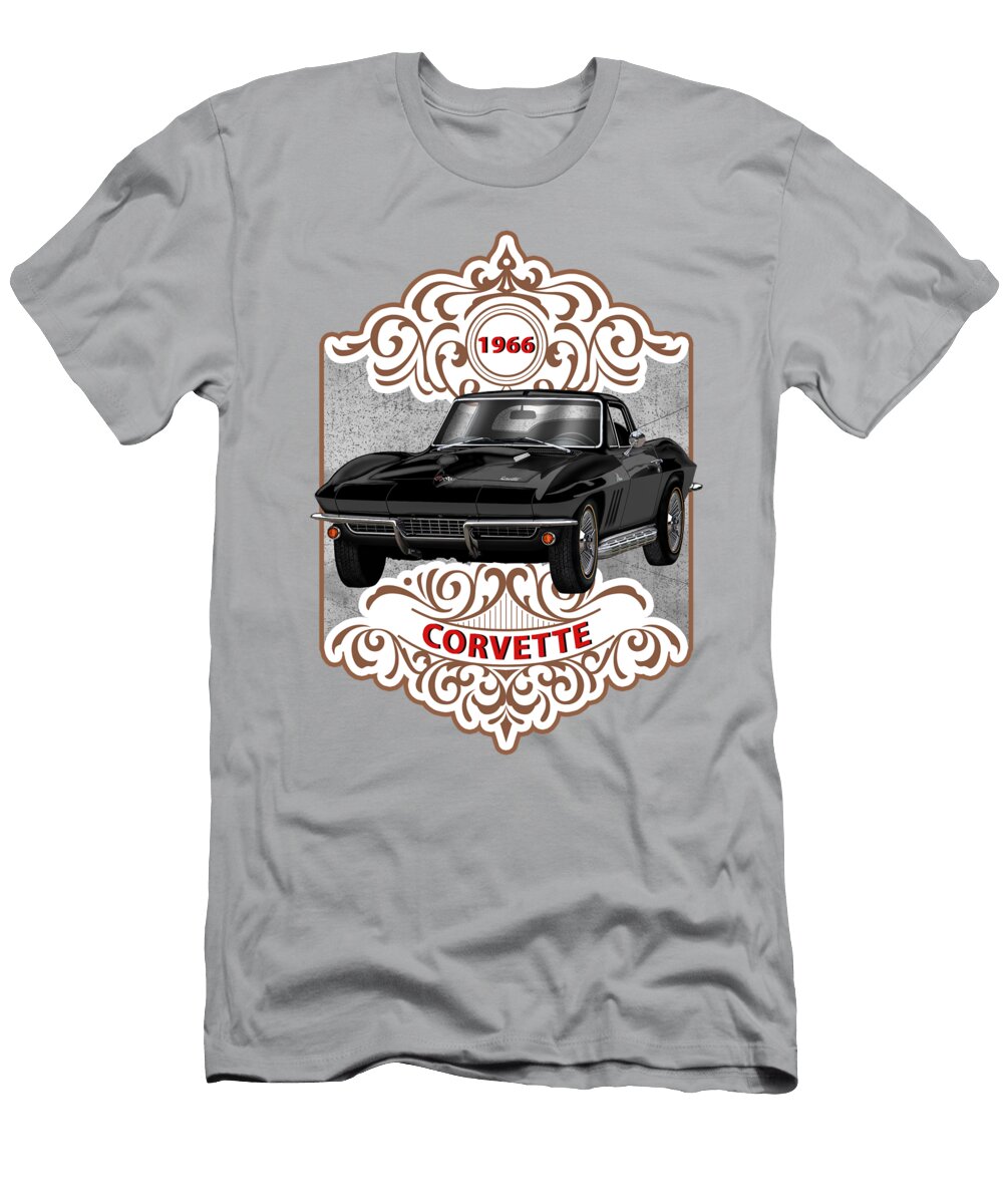 1966 Corvette Coupe Black Muscle Car Art Rudy Edwards T-Shirt