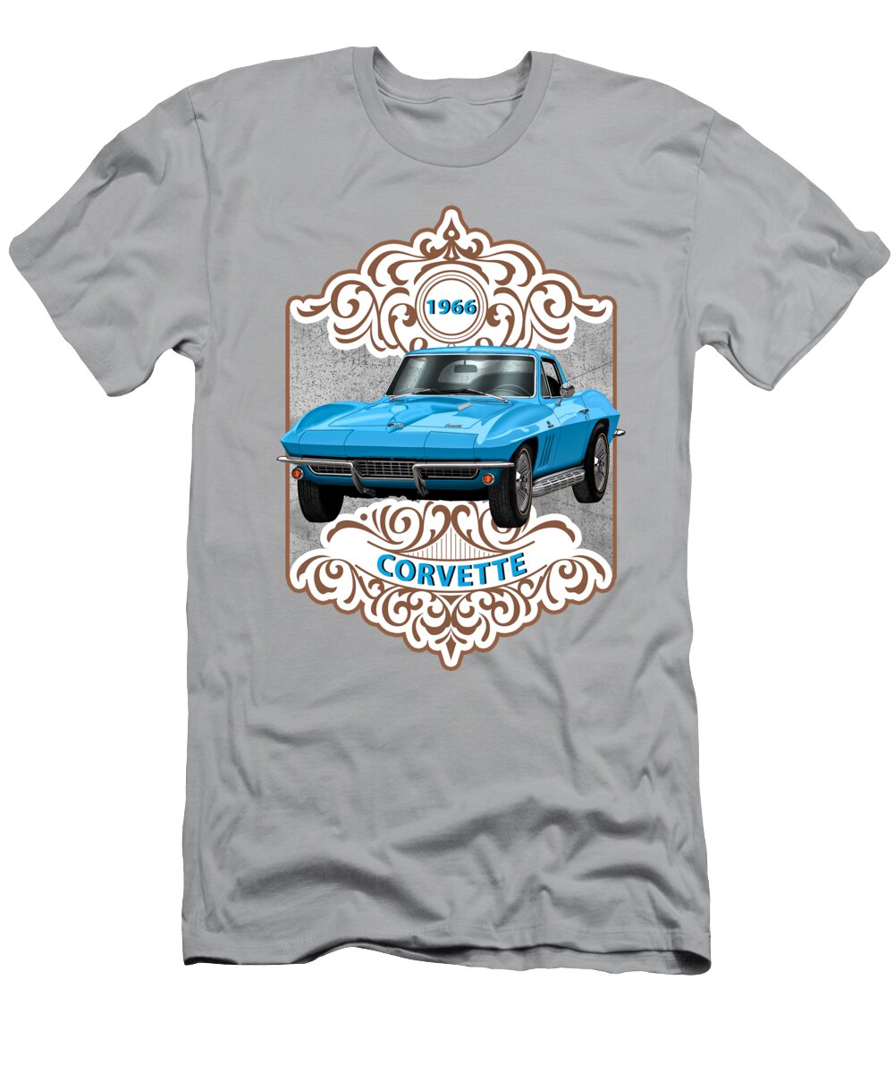 1966 Corvette Coupe Blue Muscle Car Art Rudy Edwards T-Shirt