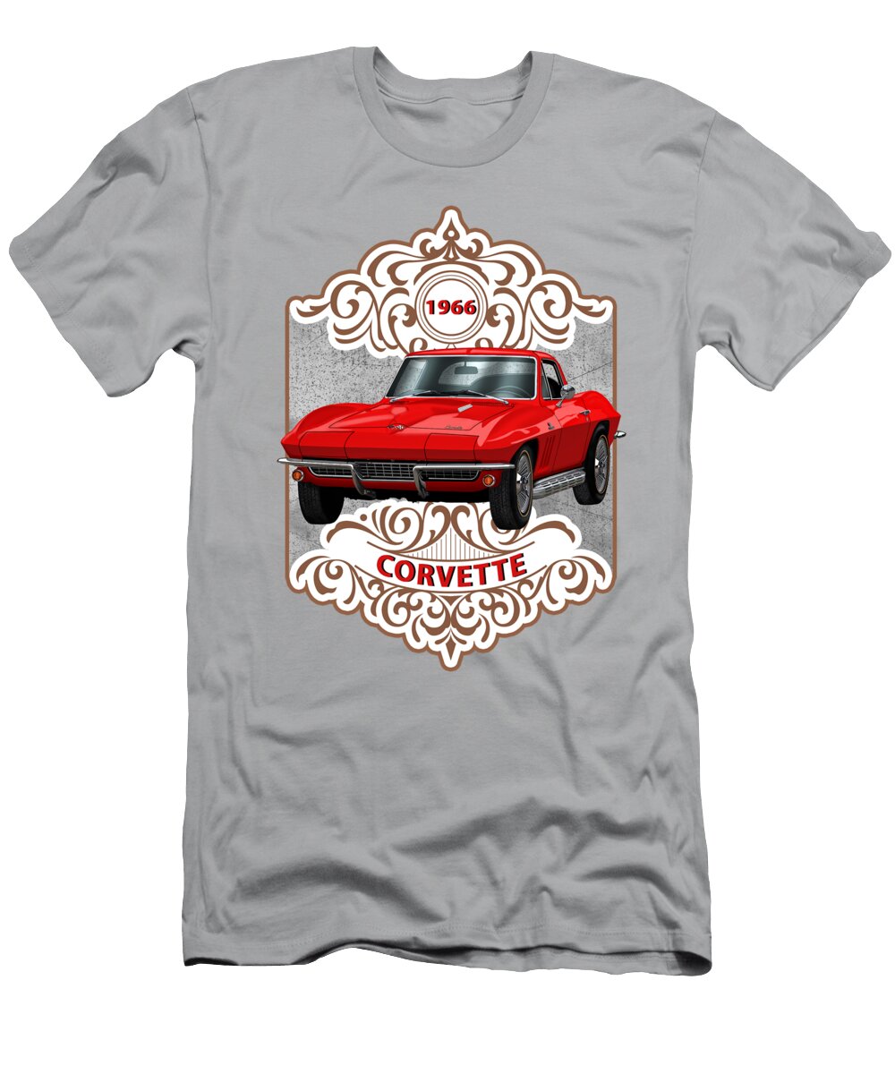 1966 Corvette Coupe Red Muscle Car Art Rudy Edwards T-Shirt