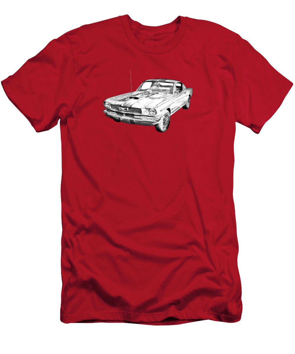 1966 Ford Mustang Fastback Illustration Keith Webber Jr T-Shirt
