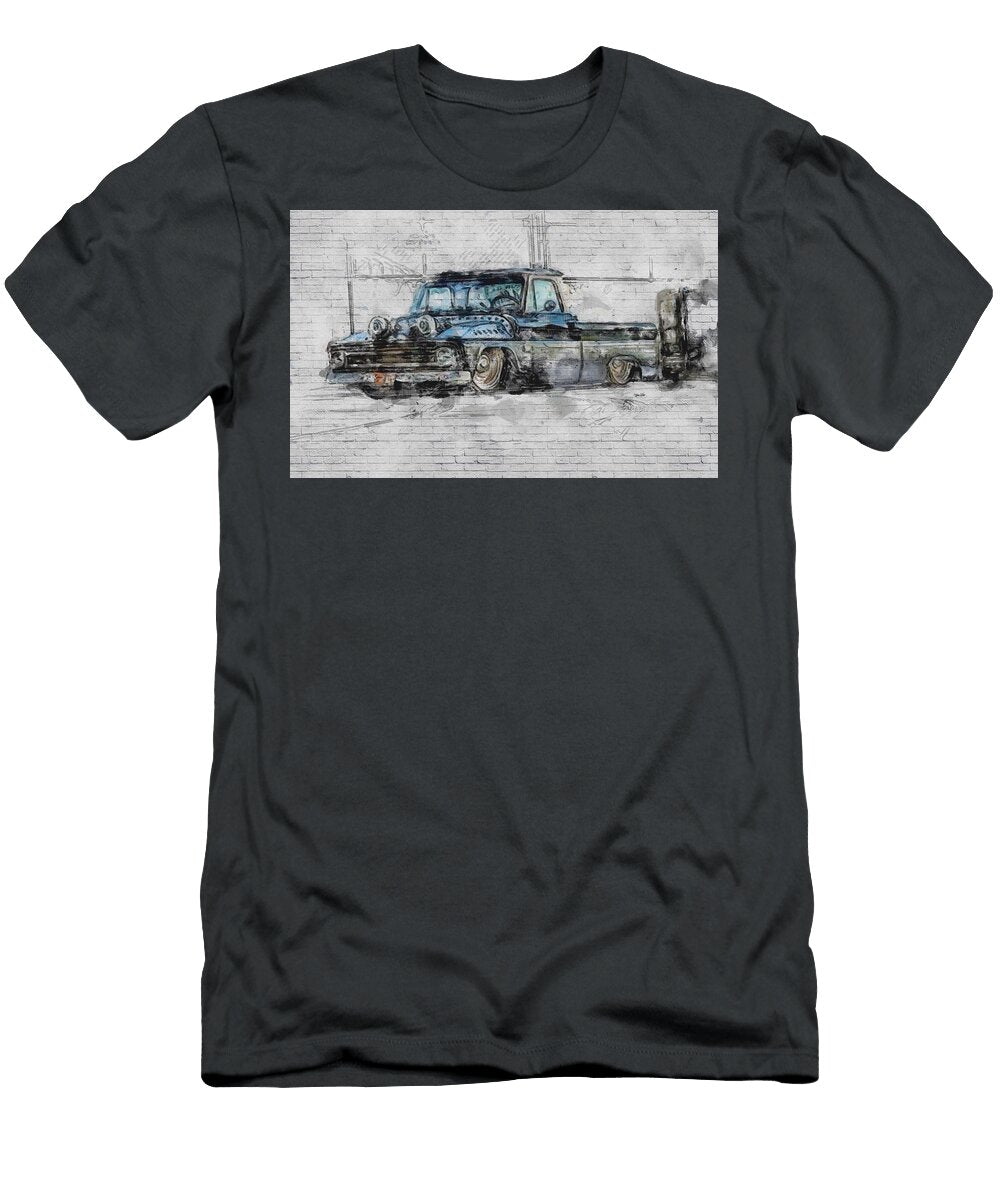1967 Chevrolet C10 Black Pickup Truck Lowrider American Retro Cars Custom Ashtyn Treutel T-Shirt