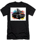 1974 Amc Hornet X Hatchback 304 Classic Black Car in the Cityscape Art Kyran Estrada T-Shirt