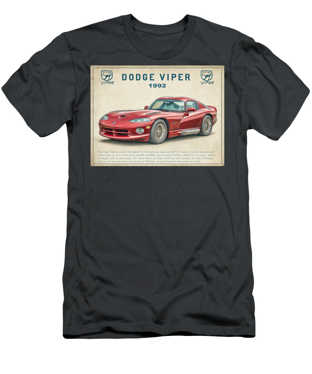 1992 Dodge Viper Classic Poster Kevin Walker and Pixel Reverie T-Shirt