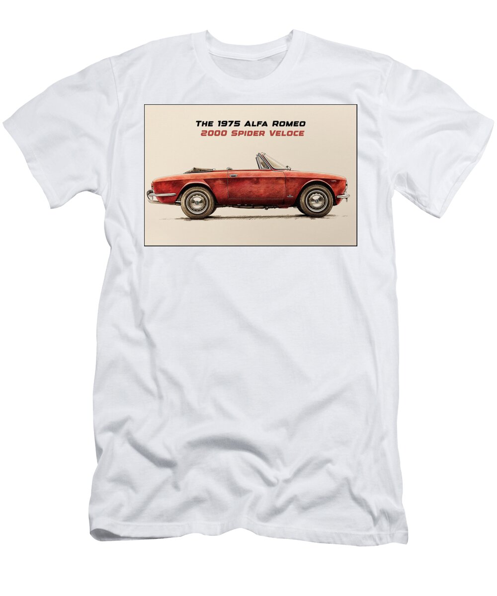 2 1975 Alfa Romeo Spider Veloce Kevin Walker and Pixel Reverie T-Shirt