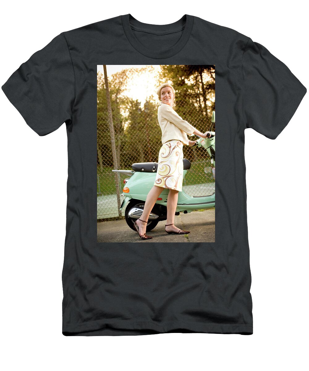 2 a Young Blonde Woman Wearing Stylish Christopher Cumming T-Shirt