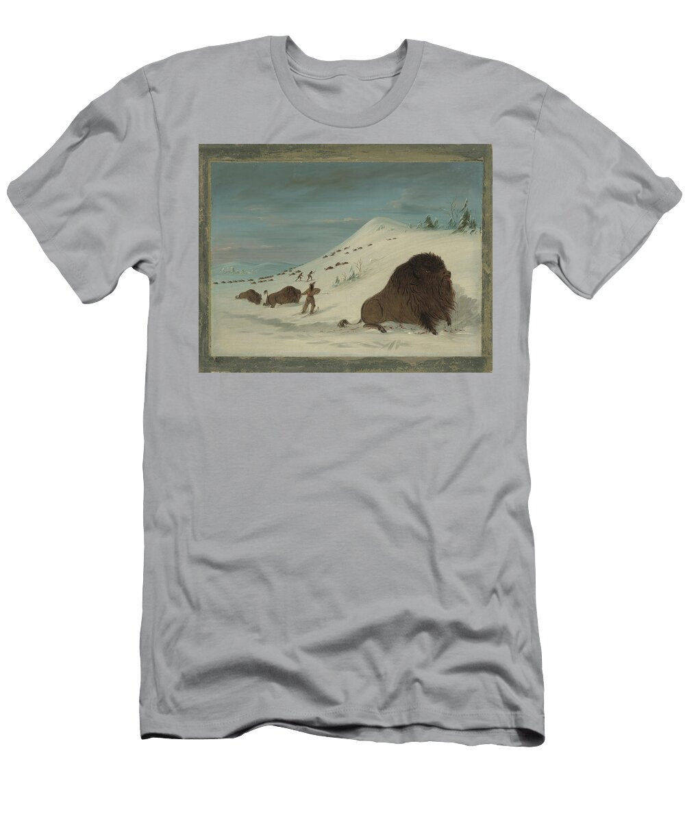 2 Buffalo Lancing in the Snow Drifts Sioux George Catlin T-Shirt
