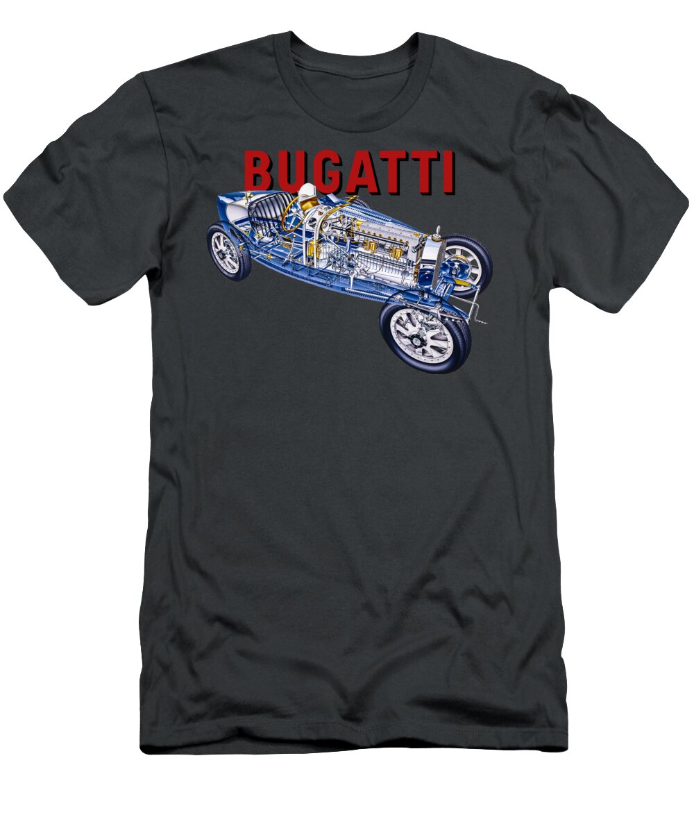 2 Bugatti Type 35 Grand Prix World Championship Cutaway Automotive Art Vladyslav Shapovalenko T-Shirt