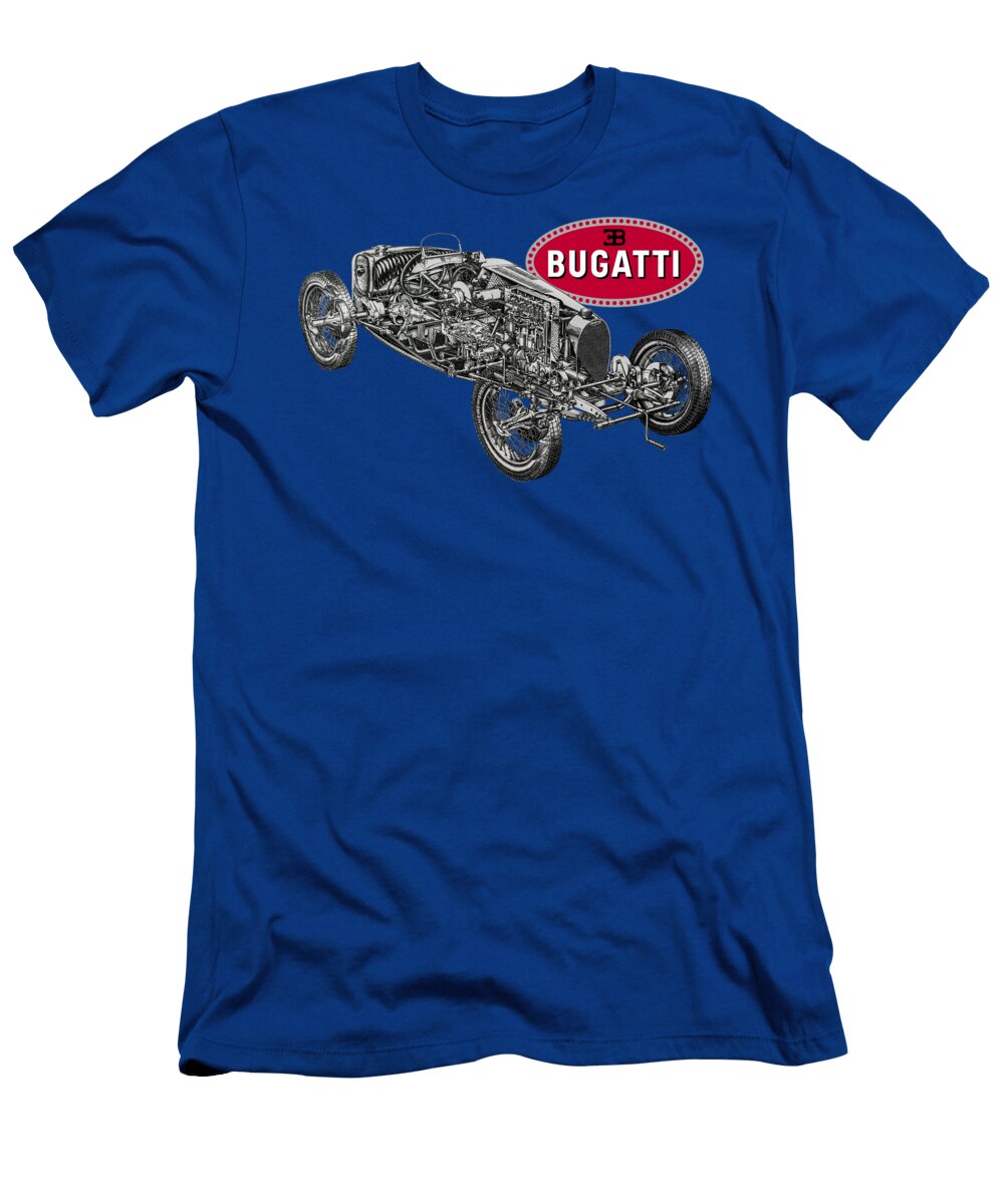 2 Bugatti Type 37 Grand Prix World Championship Cutaway Automotive Art Vladyslav Shapovalenko T-Shirt