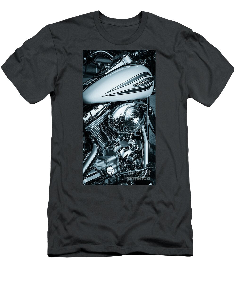 2 Close Up of Harley Davidson Motorcycle V Twin Chromed Engine Peter Noyce T-Shirt