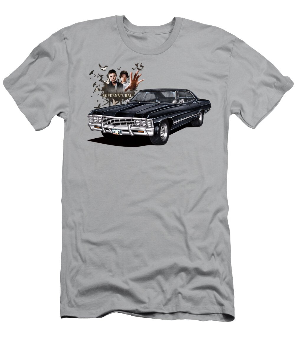 2 Exclusive Art Chevrolet Impala Sport Sedan V8 1967 Supernatural Dean and Sam Winchester Vladyslav Shapovalenko T-Shirt