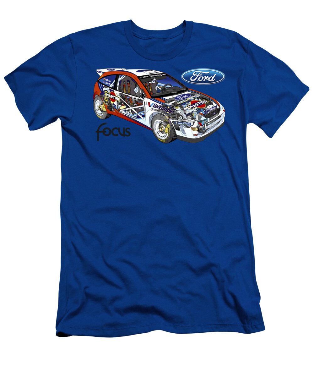 2 Exclusive Cutaway Art European Racing Car Ford Focus Rs Turbo 3 Door Hatchback Wrc Rally 4x4 Vlad Automotive T-Shirt