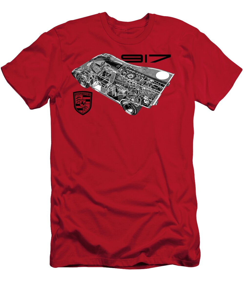 2 Exclusive Cutaway Art Germany Racing Car Porsche 917k Coupe 24 Hours of Le Mans Vlad Automotive T-Shirt