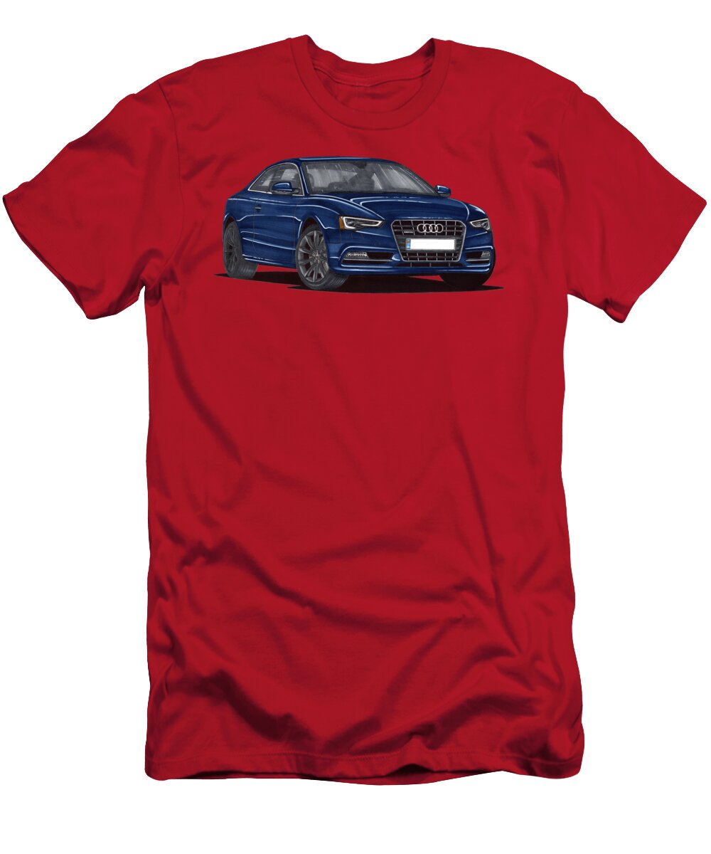 2 Exclusive Drawing Iconic Germany Sport Car Blue Sexy Audi A5 Coupe B8 Quattro Carbon Edition Vlad Automotive T-Shirt