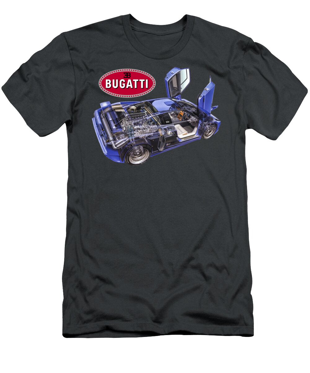 2 Exclusive French 2 Door Supercar Bugatti Eb 110 Gt with V12 Turbo Engine Cutaway Automotive Art Vladyslav Shapovalenko T-Shirt