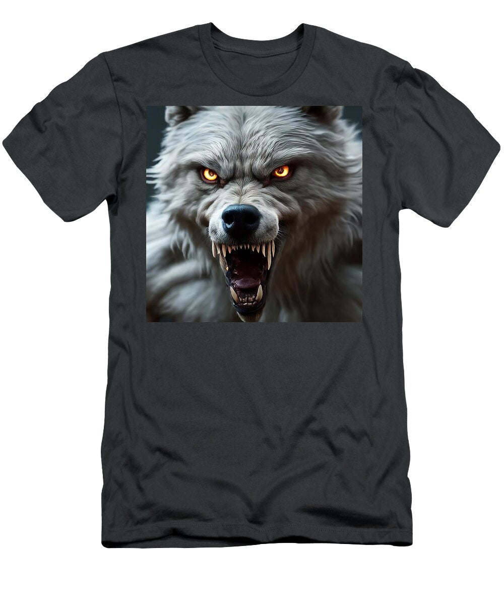 2 Ferocious Werewolf Charging Through Dark Forest Fantasy Scene Talha Khan T-Shirt