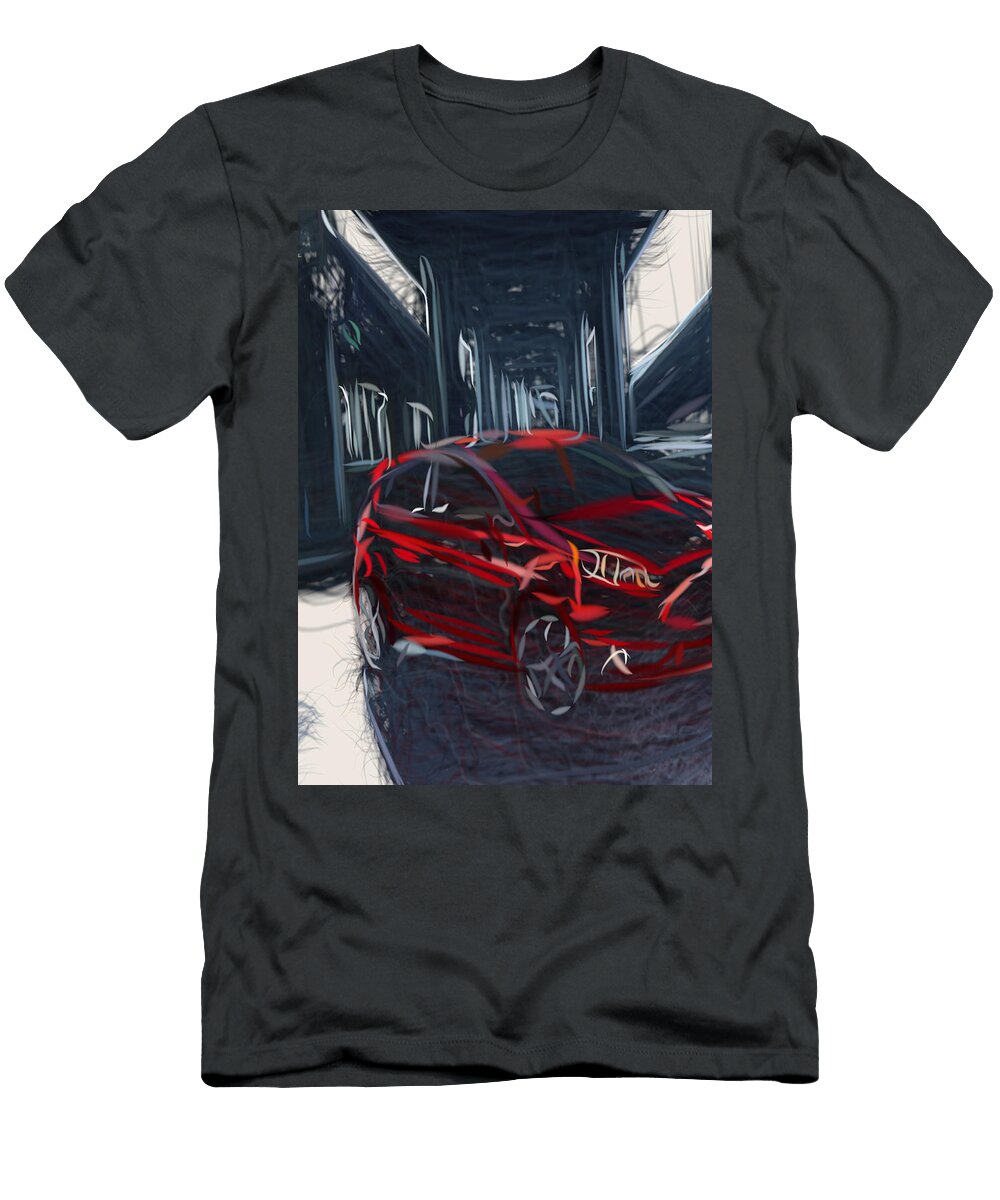 2 Ford Fiesta St Hatchback Drawing Carstoon Concept T-Shirt