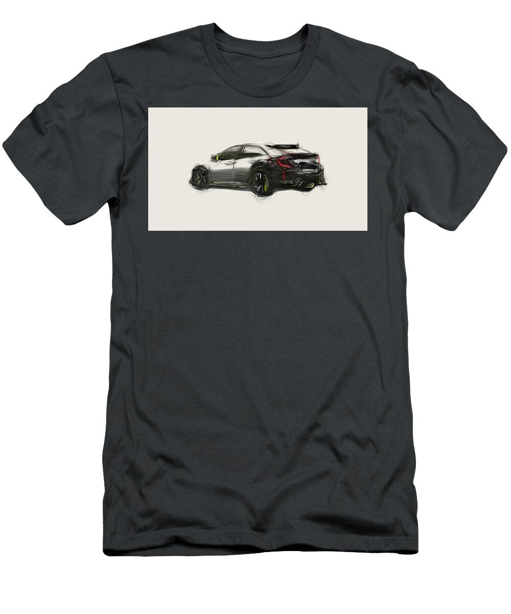 2 Honda Civic Hatchback Prototype Car Drawing Carstoon Concept T-Shirt