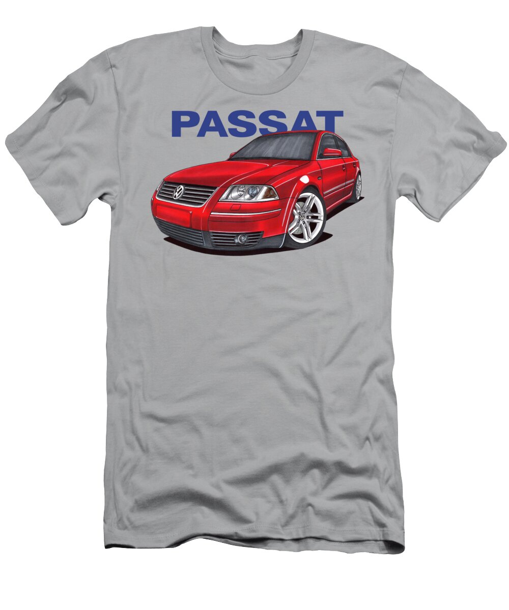 2 Legendary Iconic Germany Business Car Red Modern Volkswagen Passat Sedan B5 Vlad Automotive T-Shirt