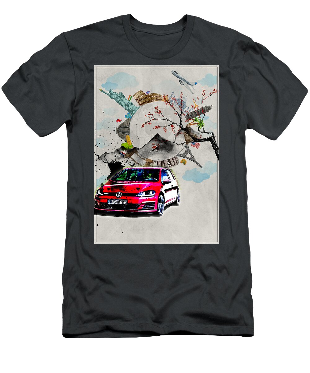 2 Volkswagen Golf Gti Volkswagen Hatchback Black Edgar Dorice T-Shirt