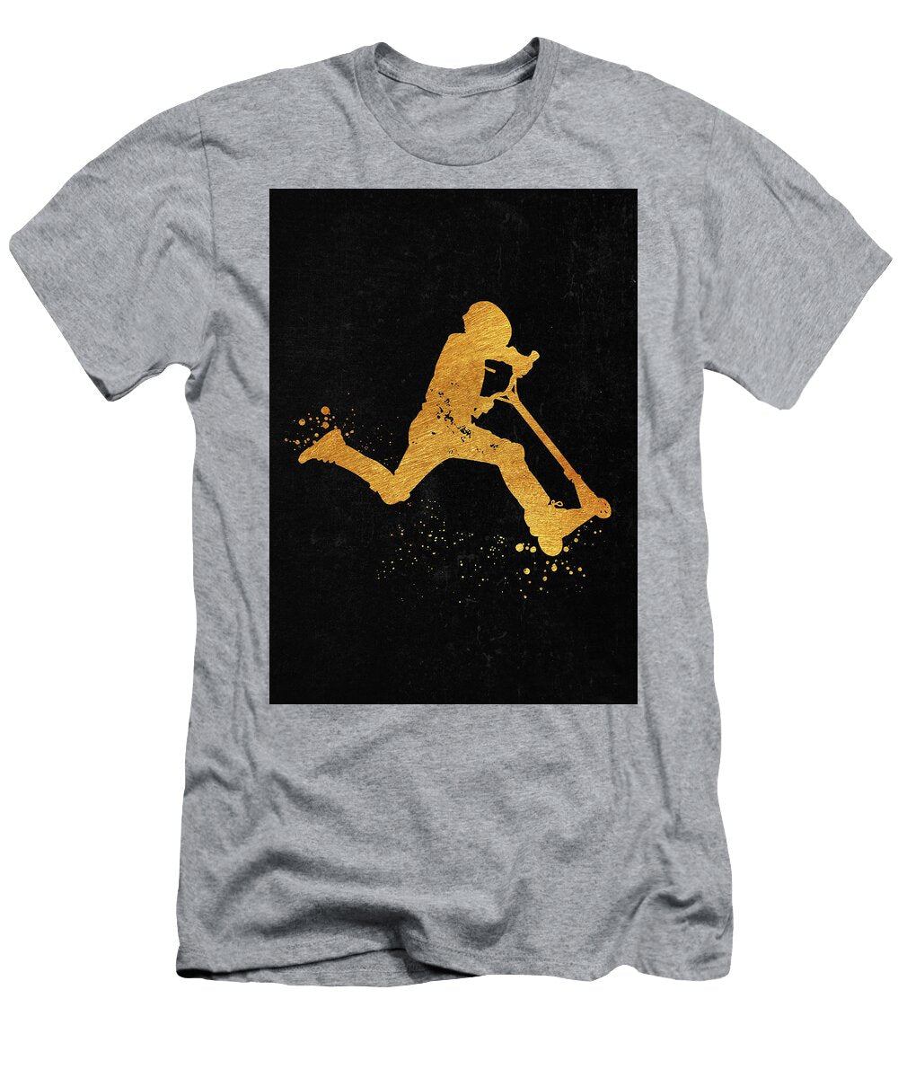 2 Watercolor Scooter Boy Watercolor Print Kick Scooter Rider Boy Stunt Kick Scooter Extreme Sport Prin Leith Huber T-Shirt