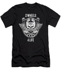 2 Wheels 4 Life Motorcycle Biker Skull Moon T-Shirt