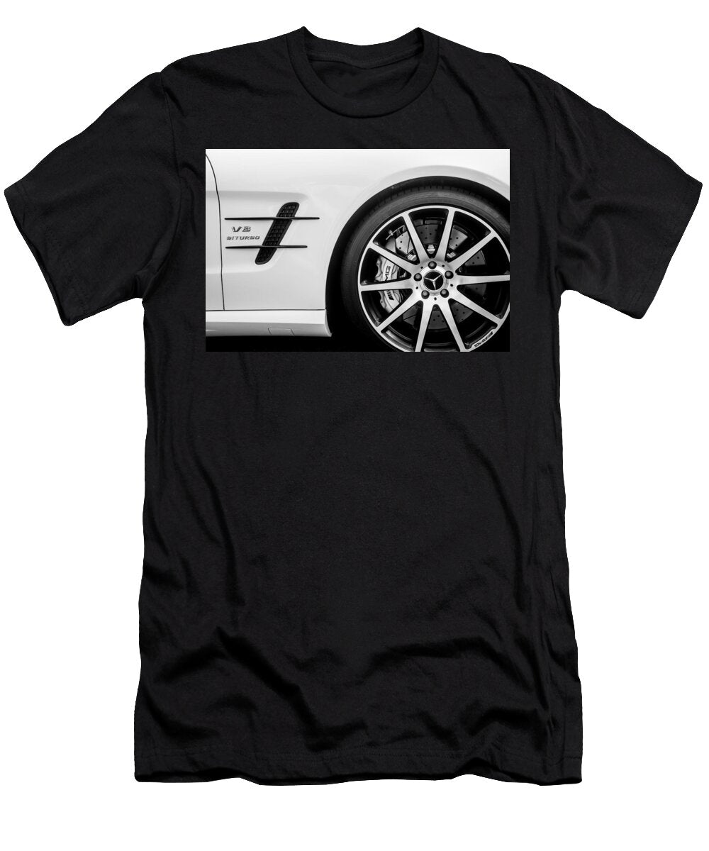 2015 Mercedes Benz Sl63 Amg Roadster Wheel Emblem 0653bw Jill Reger T-Shirt