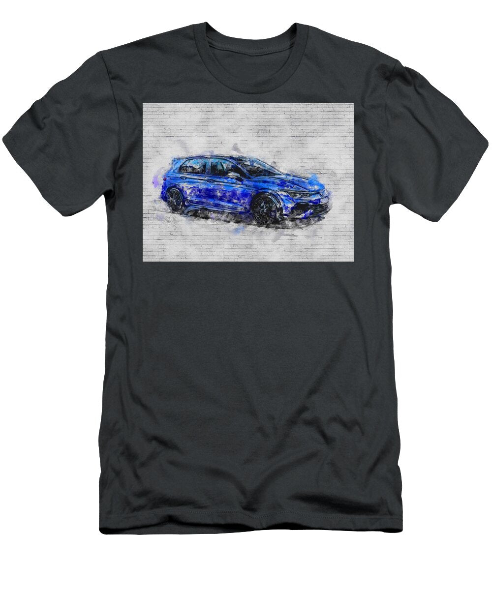 2022 Volkswagen Golf R Exterior New Blue Hatchback German Cars Ashtyn Treutel T-Shirt
